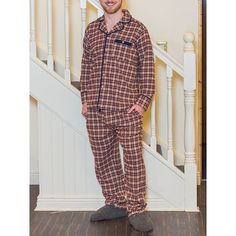 Season:Fall,Spring,Winter; Fabric:Cotton; Sleeve Length:Long Sleeve; Gender:Men's; Quantity:2 Pieces; Nightwear Style:Pajama Top and Pant,Pajama Set,Sleepwear,Loungewear; Style:Casual,Stylish,Comfort; Elasticity:Micro-elastic; Tops Type:Shirt; Occasion:Home,Daily; Function:Comfort; Pattern:Stripe,Plaid; Design:Elastic Waist,Drawstring; Neckline:Lapel; Bottom Type:Pant; Listing Date:09/06/2023; Hips:; Length [Bottom]:; Length [Top]:; Shoulder Width:; Waist:; Feel of Sensation:Soft,Comfort,Gender Loungewear Style, Men's Loungewear, Comfort Home, Shirt Pant, Drawstring Neckline, Winter Fabric, Mens Loungewear, Sleepwear & Loungewear, Casual Stylish