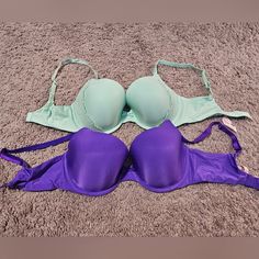 2 Victoria's Secret Demi Bras. Both Are 32dd Light Green Has Lace, Purple Is Plain. Excellent Condition, Never Worn But Tags Are Off. Purple Stretch Padded Bra, Purple Padded Stretch Bra, Stretch Padded Purple Bra, Victoria's Secret Purple Bra With Built-in Bra, Purple Stretch Bra With Padded Cups, Stretch Purple Bra With Padded Cups, Victoria's Secret Purple Padded Bra, Demi Bras, Pretty Lingerie