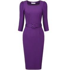 Hobemty Women's Vintage Square Neck Puff Sleeve Belted Pencil Dresses Dark Purple X-Large Classic Fitted Long Sleeve Bodycon Dress, Belted Fitted Office Lady Dresses, Elegant Slim Fit Bodycon Dress For Fall, Office Knee-length Solid Midi Dress, Office Knee-length Midi Dress, Solid Color Sheath Midi Dress For Office, Sheath Midi Dress For Office Wear, Fitted Office Lady Dress For Fall, Belted Office Lady Dresses For Office Wear