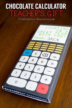 chocolate calculator teacher's gift with instructions on how to use the calculator