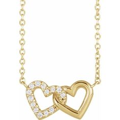 "14K Gold Natural Diamond Petite Double Interlocking Heart 16-18\" Necklace * Diamond Weight:0.08 CTW (GH/SI) * Pendant Dimensions: 14.65x7.35 mm * Cable Chain : adjustable 16-18\" Chain SKU: ST88139" Valentine's Day Fine Jewelry Diamond Necklace, Formal Double Heart Diamond Necklace For Valentine's Day, Double Heart Diamond Necklace For Valentine's Day Gift, Formal Double Heart Necklace For Mother's Day, Double Heart Necklace For Mother's Day Formal Occasion, Fine Jewelry Yellow Gold Double Heart Diamond Necklace, Gold Double Heart Diamond Necklace, Formal Double Heart Necklace For Valentine's Day, Valentine's Day Double Heart Diamond Necklace