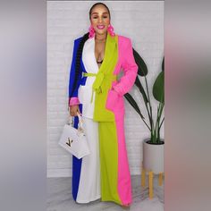 Spring Color Vibe Pant Suit. Fully Lined Blazer Plus Size Pant Suits, Black And White Graffiti, High Waisted Dress Pants, Color Vibe, Red Suit, Pantsuits For Women, Spring Color, Pant Suit, Spring Vibes