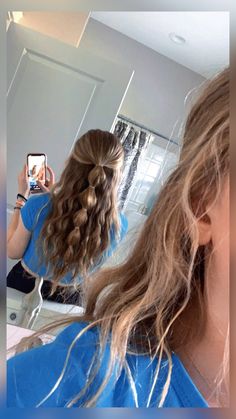 wavy | curly | or straight hairtypes 🤍#cutehairstyle #hair #aesthetic #easyhairstyle Cute Easy Hairstyles For Straight Hair Half Up Half Down, Easy Hairstyles For Long Hair Pictures, Braid With Wavy Hair, Fun Hair Ideas For Long Hair, Easy And Fun Hairstyles, Up Do Simple Hairstyles, Birthday Hairstyles Wavy Hair, Hair Ideas For Everyday, Simp Hairstyles