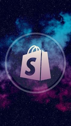 a purple and blue bag with the letter s in it's center on a black background