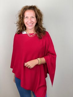 Eden Poncho-Scarlet. Fall Soft Knit Poncho, One Size Winter Poncho In Solid Color, Winter Poncho In One Size, One Size Winter Poncho, One Size Soft Knit Poncho For Fall, Oversized Shawl Poncho, Winter Wrap Poncho, Cozy Cashmere Cape, One Size Cashmere Shawl Wrap