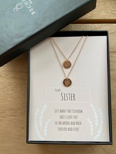 Sister Necklace Set, Gift For Bff, Birthday Gift For Sister, Sister Birthday Gift, Bff Birthday Gift, Matching Sisters, Sister Best Friend, Sister Necklace, Big Sis