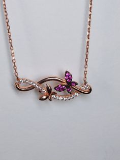 This necklace will be a nice gift for your loved ones with its meaning and style.🦋 🦋What does the butterfly icon mean? The butterfly symbolizes youth and dynamism in the Far East. In ancient Greece, it symbolizes the influence of the soul on the body and the great changes this effect creates. In ancient wisdom, the Butterfly is a direct symbol of the soul, symbolizing the freedom, lightness and grace of the soul. PRODUCT FEATURES; ✰ Weigth: 1.92gr ✰ Height: 44 Cm - 17.03 Inches ✰Color🎨: Rose Gold ✰Pendant Height: 1 cm - 0.39 Inches ✰Material: 925 Silver * This carefully made necklace will be a display of simplicity and elegance on your neck. * All of our products are handmade and their materials are 925 sterling silver. 💎MATERİAL * 925 Sterling Silver -  Rose Gold Plated 🎁IS IT A GIFT Pendant Necklace With Butterfly Clasp For Gift, Sterling Silver Necklace With Butterfly Clasp For Gift, Pink Butterfly Charm Necklace For Gift, Elegant Adjustable Butterfly Necklace As Gift, Adjustable Butterfly Necklace For Gift, Elegant Purple Butterfly Necklace For Gift, Elegant Purple Butterfly Necklace Gift, Butterfly Charm Necklace For Birthday, Butterfly Clasp Pendant Jewelry For Gifts