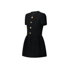 LOUIS VUITTON® - Monogram Flower Accent Dress - Black Louis Vuitton Black Dress, Front Zipper Dress, Chanel Loafers, Louis Vuitton Dress, Stole Scarf, Latest Bags, Leather Denim, Knitwear Dress, Silver Jewelry Fashion