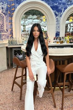 Available In White. Jumpsuit Halter Collar V-Neck Faux Pocket Functional Button Front Wide Leg Pant Zipper Closure Low Back Partially Lined Stretch Shell / Lining 95% Polyester 5% Spandex Imported | Class Act Jumpsuit in White size XS by Fashion Nova White Jumpsuit, Wide Leg Pant, White Fashion, Low Back, Wide Leg Pants, Fashion Nova, Acting, Wide Leg, Jumpsuit