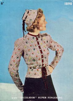 an old fashion knitting pattern for a woman's sweater