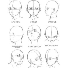 the instructions for how to draw a man's face in different angles and sizes