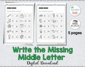 write the missing middle letter worksheet for grade 5 students with answers and activities