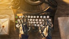 Anime, fan art, Metal prosthetic hands, printed on a typewriter, Violet evergarden Violet Evergarden Typewriter, Violet Evergarden Wallpaper Desktop, Typewriter Drawing, Whimsical Pictures, Violet Evergarden Wallpaper, Typewriter Art, Collage Pics, What Love Means, Anime Smile