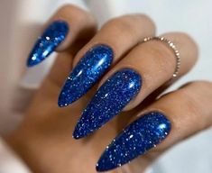 Sparkly Blue Nails Acrylic, Royal Blue Acrylic Nails Glitter, Electric Blue Nails Acrylic, Blue Shiny Nails, Sapphire Blue Nails, Glitter Blue Nails, Sparkly Blue Nails, Nails Blue Glitter, Spring Nails Inspiration