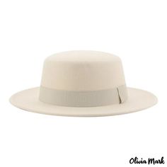 Olivia Mark - Winter retro British flat top hat flat brim hat wool tweed jazz hat