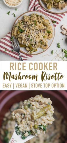 rice cooker mushroom risoto is an easy and delicious side dish