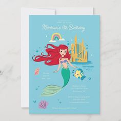 the little mermaid birthday card is shown