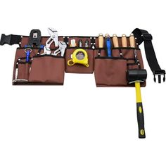 12 Placement Positions- This tool belt is equipped with 12 placement positions, 5 main nail and tool pockets, 4 smaller pocket fits pliers, pencils, nail sets, gauges, etc. There are also 2 steel hammer loops and 1 steel clip to hang your measuring tape. . High-quality Materials- This adjustable tool belt is made of heavy duty grade 600D polyester and rust proof rivet, it is wear-resistant, durable, waterproof and rust-proof . Adjustable Belt- The tool belt includes a strengthened nylon 2-inch w Portable Tool Storage, Tool Pouches, Work Apron, Tool Belts, Work Aprons, Tool Pouch, Nail Sets, Construction Tools, Tool Belt