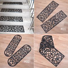 the steps are decorated with black wrought iron designs and numbers to indicate where they should be placed