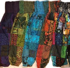 Festival Cotton Patchwork Bottoms, Multicolor Patchwork Pants For Festivals, Multicolor Patchwork Bottoms For Festivals, Cotton Patchwork Harem Bottoms, Cotton Harem Bottoms With Patchwork, Cotton Harem Pants, Festival Pants, Lightweight Pants, Pants With Pockets