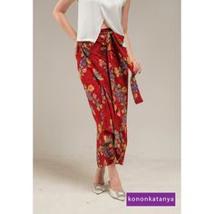 Size: Freesize waist: fit to XXL length from waist: 102cm Bohemian Long Sarong With Batik Print, Bohemian Long Wrap Skirt With Batik Print, Traditional Batik Print Summer Bottoms, Traditional Wrap Skirt For Spring, Bohemian Red Batik Print Sarong, Batik Skirt, Batik Blouse, Skirt Wrap, Womens Skirts