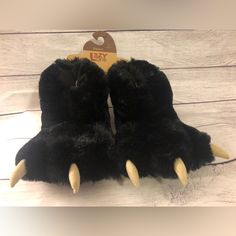 Lazy One Black Bear Paw Slippers Brand New With Tags Bear Claw Slippers, Slippers For Kids, Paw Slippers, Bear Slippers, Toddler Slippers, Costume For Kids, One Shoes, Bear Claws, Warm Slippers