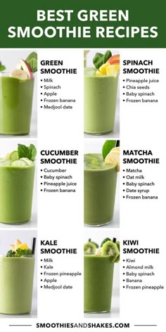 the best green smoothie recipe is shown in this poster, which shows how to make it