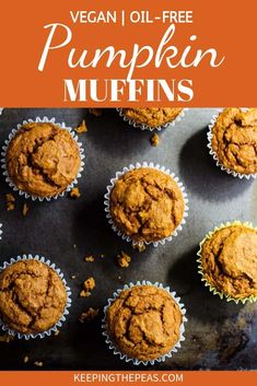 vegan pumpkin muffins with text overlay