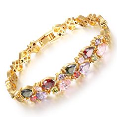 PRICES MAY VARY. ● 19.5cm (7.67inch) Length,(the size can not be Adjustable, please choose your correct size match yours before please order) this bracelet is designed to comfortably fit most women's wrists ● Eye-catching design: This double-layer copper gold plated bracelet is adorned with sparkling colorful zircon crystals in a pavé-setting for a breathtaking look. ● Versatile gift: Ideal for any fashion-conscious woman, this beautiful bracelet makes the perfect birthday or special occasion gi Layered Bracelet, Crystal Water, Men Hats, Gold Plated Bracelets, Moda Vintage, Sea Glass Jewelry, Crystal Bracelet, Vintage Bracelets, Water Drop