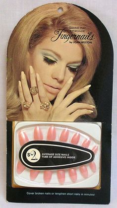 Joan Weston False Finger Nails 1960s Nails Manicures, 1960 Nails, Archive Nails, 1970s Nails, Nancy Deweir, Feminine Objects, Vintage Nail Polish