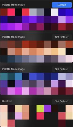 the color palettes are all different colors, but there is no image on them