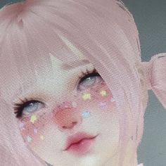 a girl with pink hair and stars on her face