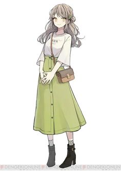 Casual Clothing Drawing, Cozy Outfit Drawing, Anime Summer Outfits, Character Design Inspiration Concept Art, French Girl Outfits, Anime Skirts, Fashion Drawing Sketches, Fashion Illustration Dresses, Anime Dress