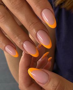 Nail Inspo Trendy 2024 Summer Almond, Summer Nail 2024 Trends French, Nails Summer 2024 Almond, Summer Nails 2024 Trends Almond Simple, Bright French Tip Nails, Neon French Nails, Thailand Nails, Paznokcie Hello Kitty, Unghie Sfumate