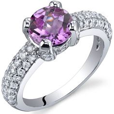 Pink Sapphire Ring Sterling Silver Round Shape 1.75 Carats SR9896 Side Swiss Blue Topaz Ring, Fashion Rings Silver, Purple Amethyst Ring, Pink Sapphire Ring, Sterling Silver Engagement Rings, Peridot Ring, Cubic Zirconia Rings, Silver Engagement Rings, Blue Topaz Ring