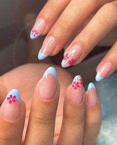 Hawaiian Nails, Teen Nails, Cruise Nails, Beachy Nails, Simple Gel Nails, Summery Nails, Classy Acrylic Nails, Cute Gel Nails