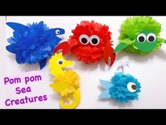 paper pom pom sea creatures made out of construction paper