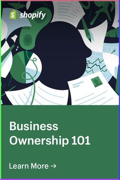 a book cover with the title business ownership 1011 learn more > shopify?