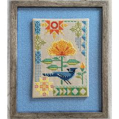 Seasonal Courier Cross Stitch Pattern - Blue Jay's Summer - Stitched Modern Summer Cross Stitch, Classic Quilts, Cross Stitch Finishing, Vintage Cross Stitches, Crafty Kids, Needlepoint Kits, Summer Patterns, Counted Cross Stitch Patterns, Embroidery Floss