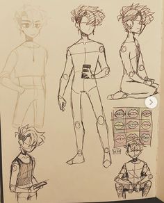 some sketches of people standing in front of each other