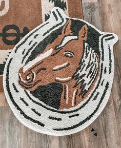 a rug with a horse head on it