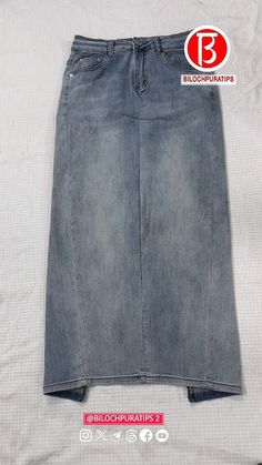 Denim Pants To Skirt, Pants To Skirt Diy, Upcycle Jeans Skirt, Long Jeans Skirt, Jeans Into Skirt, How To Make Jeans, Long Jean Skirt, Diy Pants, Blue Jean Skirt