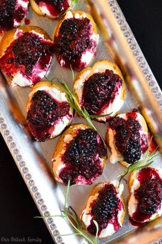 cranberry and goat cheese appetizers on a platter