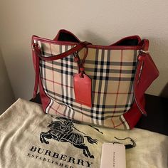 Authentic Burberry Bag In Great Condition Dust Bag Snd Tags Included Burberry Bag, Shoulder Bags, Burberry, Dust Bag, Bag Lady, Shoulder Bag, Tags, Red, Women Shopping