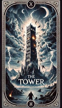 the tower book cover with lightning in the background