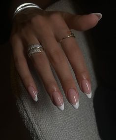 Almond French Tip, Acrylic Nails Almond, Her Nails, Nails Almond, Tip Nails, Nail Styles, Minimalist Nails, Pretty Acrylic Nails