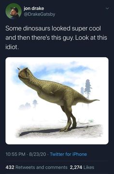 an image of a dinosaur that is on twitter