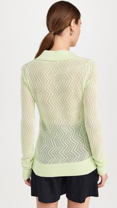 Find PROENZA SCHOULER WHITE LABEL Agnes Sweater In Zigzag Pointelle on Editorialist. Fabric: Lightweight pointelle knit. Ribbed edges. Spread collar. Long sleeves. Semi-sheer. Shell: 100% cotton. Dry clean. Imported, Turkey. Measurements: Measurements from size XS Length: 24.5in / 62.0cm, from shoulder Heeled Rain Boots, High Heel Rain Boots, Pointelle Knit, Boot Accessories, White Label, Proenza Schouler, Dress With Boots, Pistachio, Zig Zag