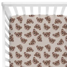 teddy bear crib sheet Bear Crib Sheets, Nursery Banner Above Crib, Teddy Theme Nursery, Bears Nursery Theme, Gender Neutral Teddy Bear Nursery, Mountain Bear Nursery, Calming Baby Nursery, Neutral Teddy Bear Nursery, Brown Bear Nursery