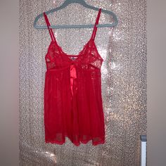 New Victoria’s Secret Red Baby Doll Dress Never Worn Victoria's Secret Red Coquette Sleepwear, Red Coquette Victoria's Secret Sleepwear, Red Lace Trim Sleepwear For Night Out, Red Sleeveless Party Sleepwear, Red Lace Trim Sleep Dress, Flirty Red Sleeveless Sleepwear, Red Sleeveless Flirty Sleepwear, Red Sleeveless Lace Sleepwear, Red Lace Sleeveless Sleepwear